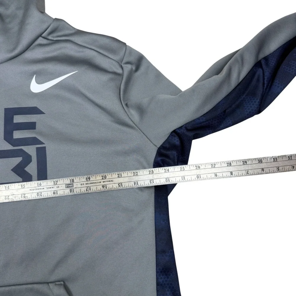 Nike BSBL Baseball Therma-FIT Hoodie Mens XL Gray Navy Blue Pullover Graphic